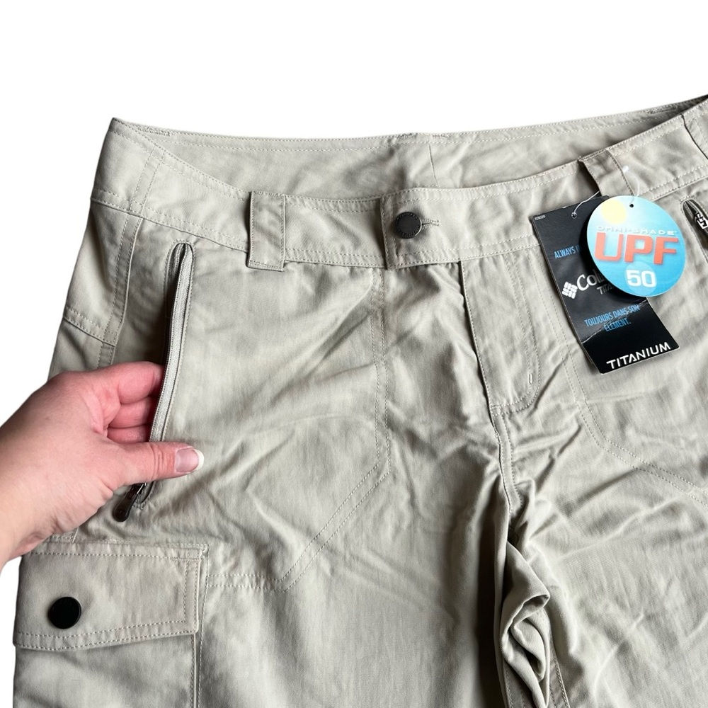 NWT Columbia Women’s Titanium Omni-Shade Cargo Shorts Khaki Hiking Trave… - Picture 3 of 15